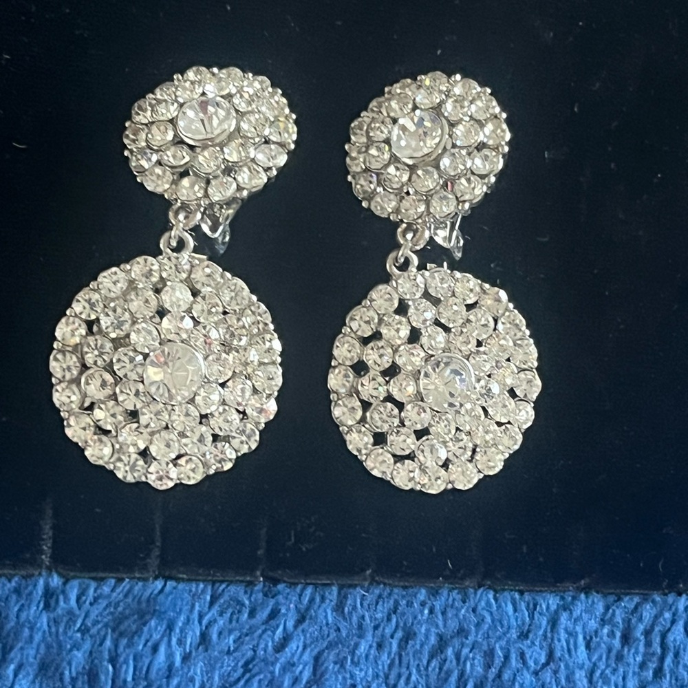Crystal Drop Earrings - Silver Tone Sparkle